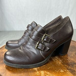 Natural Soul Shoes Wm 10 M Brown Faux Leather Block Heel Loafers Academia Bootie